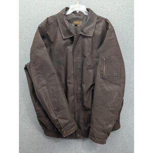 Boulder Creek Leather Bomber Jacket Mens 4XLT Brown Full Zip Lined Pockets
